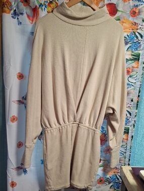Free People Beige Open Back Tunic Dress Size Meduim